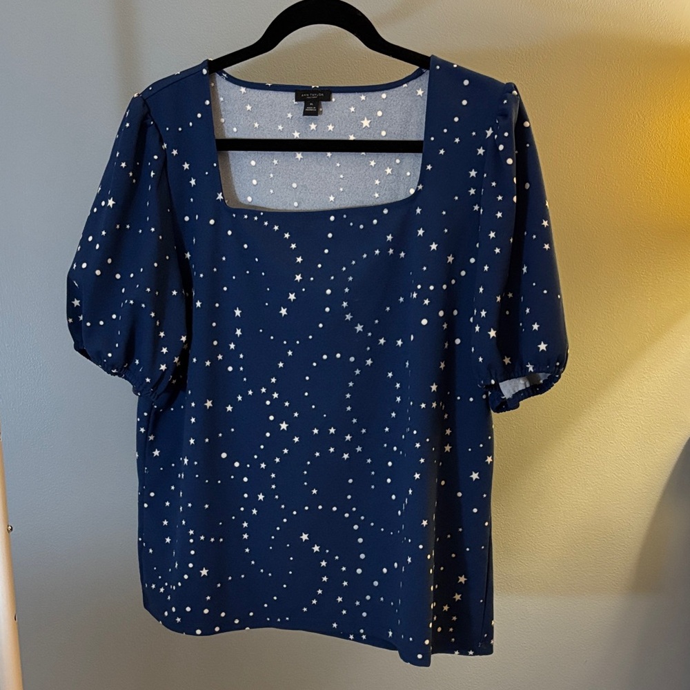 ann taylor royal blue starry blouse